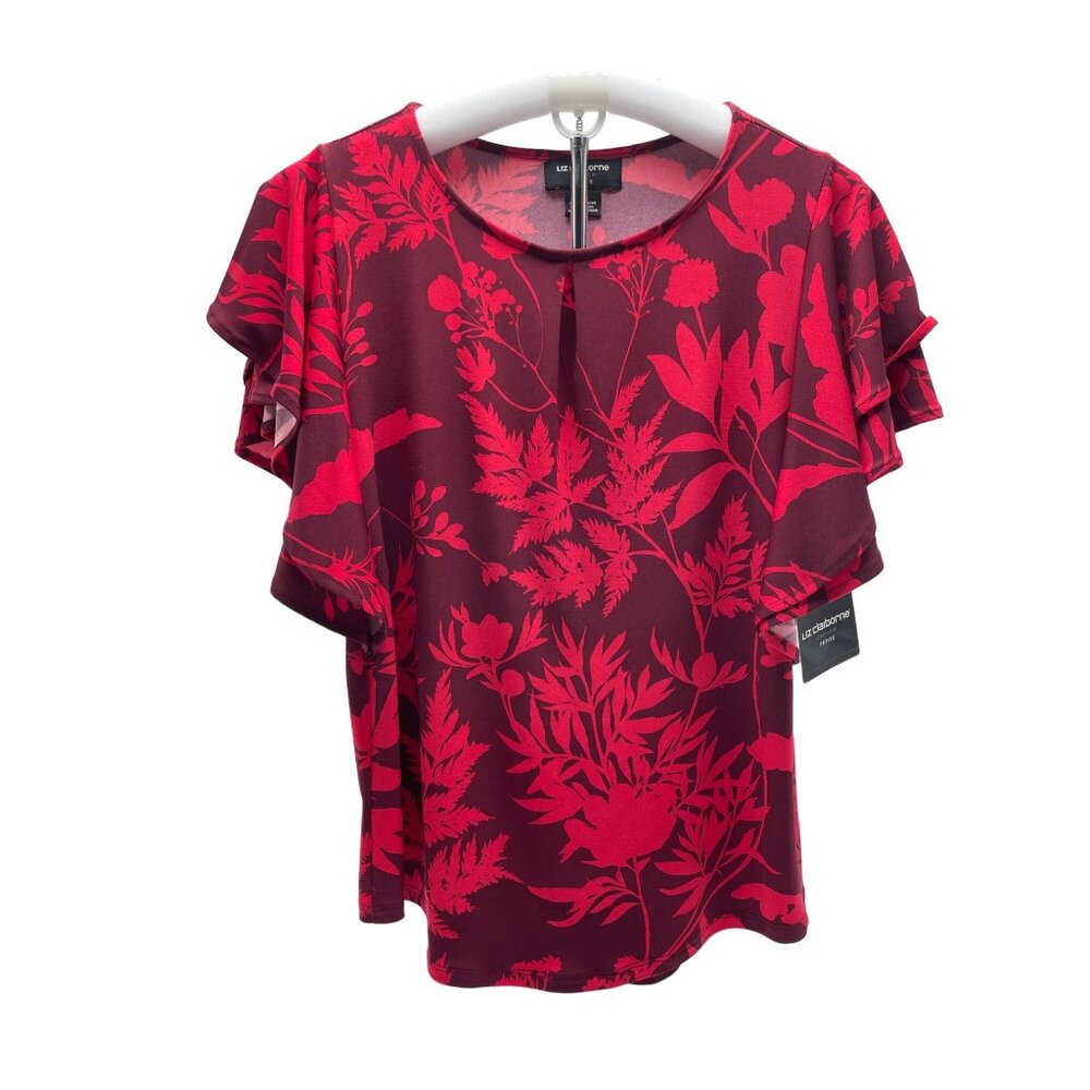 Liz Claiborne, Red‎ Floral Blouse